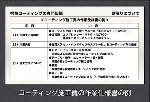 抗菌コーティングの作業仕様書